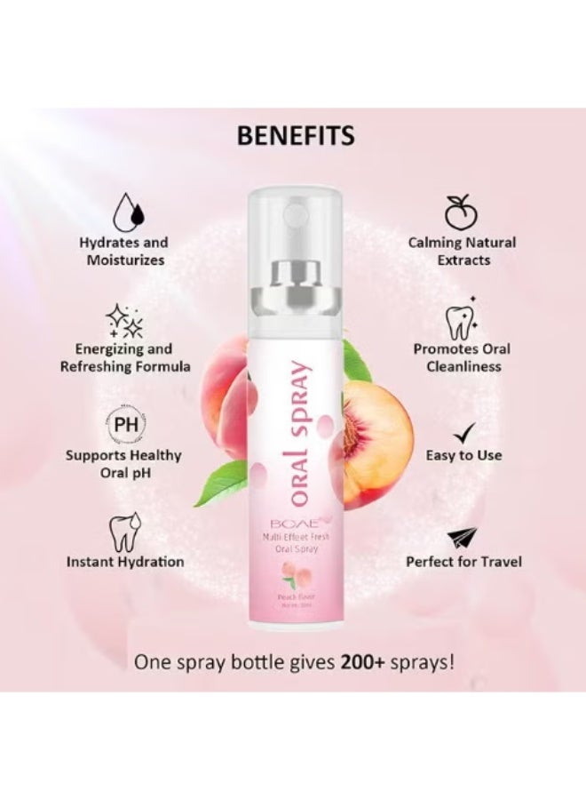 BOAE Multi Effeet Fresh Oral Spray 20ml, Bad Breath Treatment for Adults, White Peach Flavor Mouth Freshener, Effective Puriping Oral Air, Breath Freshener Spray, Oral Care Spray, Mouth Healthy Care - Image 2