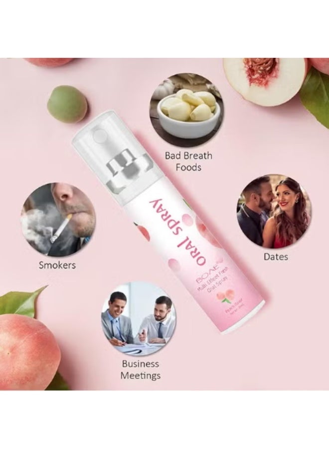BOAE Multi Effeet Fresh Oral Spray 20ml, Bad Breath Treatment for Adults, White Peach Flavor Mouth Freshener, Effective Puriping Oral Air, Breath Freshener Spray, Oral Care Spray, Mouth Healthy Care - Image 3