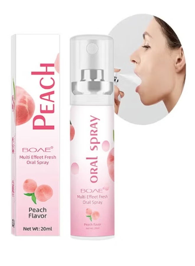 BOAE Multi Effeet Fresh Oral Spray 20ml, Bad Breath Treatment for Adults, White Peach Flavor Mouth Freshener, Effective Puriping Oral Air, Breath Freshener Spray, Oral Care Spray, Mouth Healthy Care - Image 1