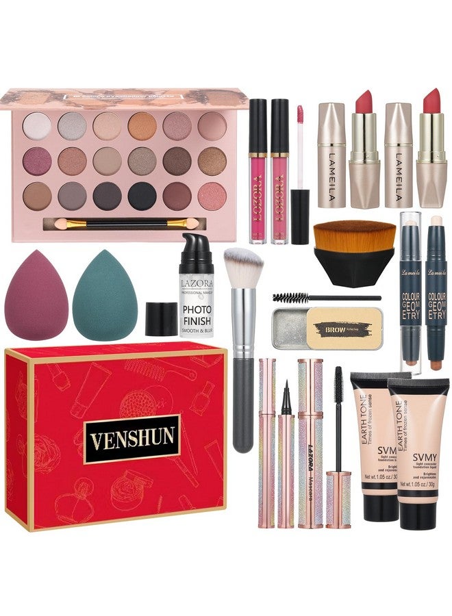 venshun All In One Makeup Kit For Women Full Kit Makeup Gift Set For Women & Girls Makeup Essential Bundle Include Foundation 18Color Eyeshadow Palette Lipstick Eyebrow Pencil Cosmetic Brush Set - Image 1