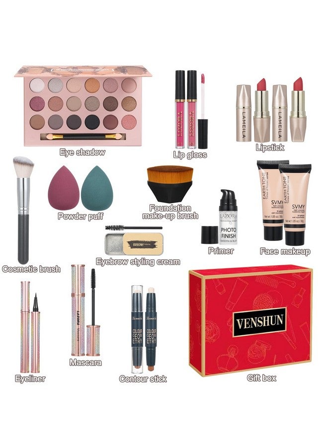 venshun All In One Makeup Kit For Women Full Kit Makeup Gift Set For Women & Girls Makeup Essential Bundle Include Foundation 18Color Eyeshadow Palette Lipstick Eyebrow Pencil Cosmetic Brush Set - Image 2