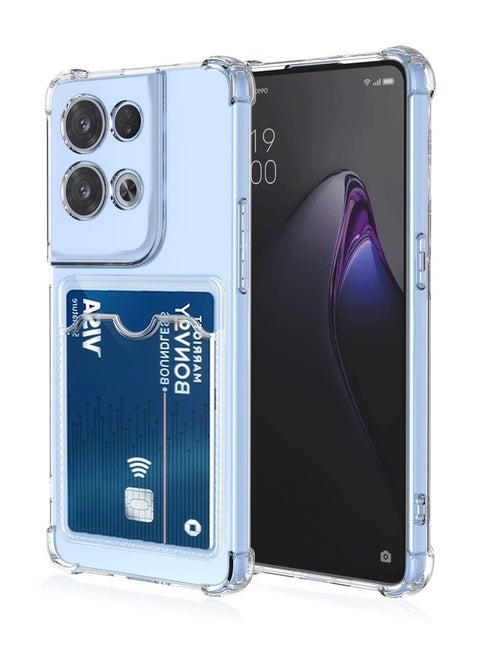 Clear Wallet Phone Case for Oppo Reno 8 Pro 5G Upgrade Card Slot Case Slim Fit Protective Soft TPU Shockproof Cover with Cute Card Holder - Transparent