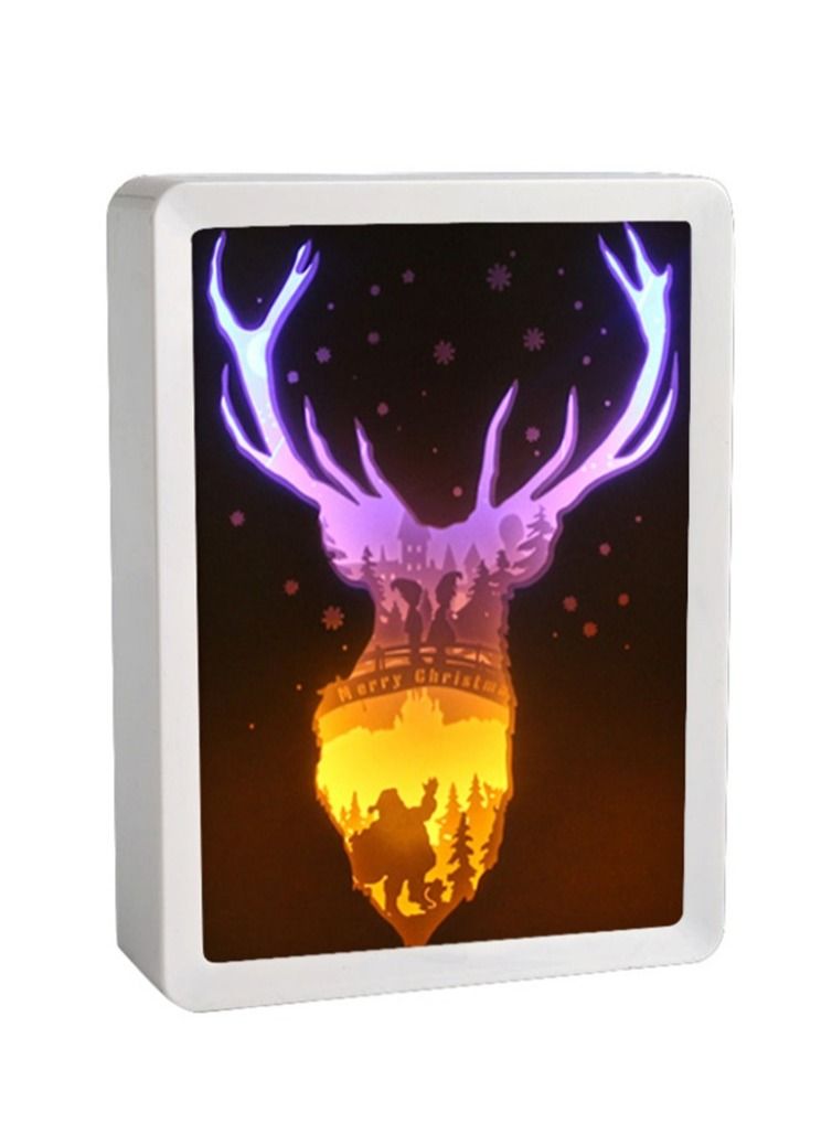 NIBEMINENT Festive Creative Home Photo Frame Gift Bedside Ambient 3D DIY Paper Sculpture Lamp 