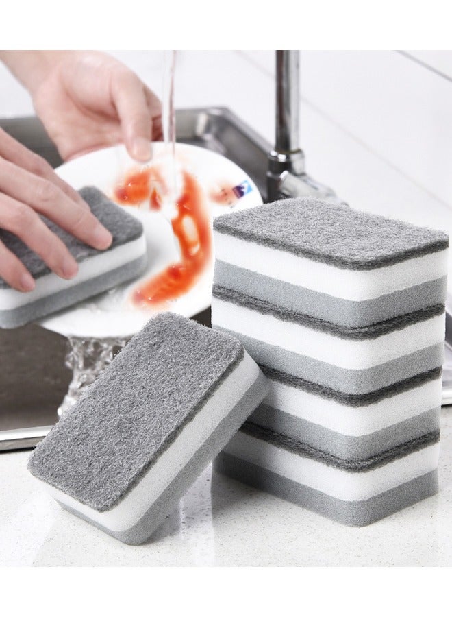 6 قطع من إسفنجة غسل الأطباق، إسفنجة تنظيف غير قابلة للخدش، لون رمادي - Image 1