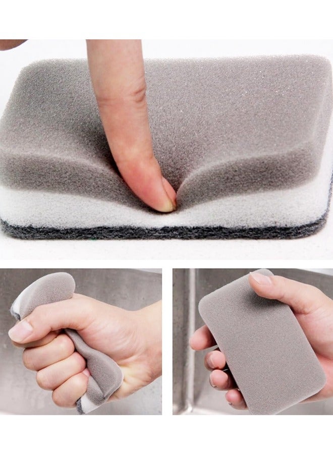 6 قطع من إسفنجة غسل الأطباق، إسفنجة تنظيف غير قابلة للخدش، لون رمادي - Image 3