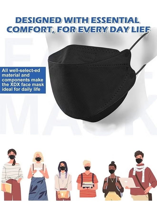 HY 20 Piece Black Disposable Face Masks, 4 Layers Black Masks Individually Wrapped, with Elastic Ear Loop, Breathable and Comfortable Adult Masks - for Office, Outdoor, Daily Use  - Image 4