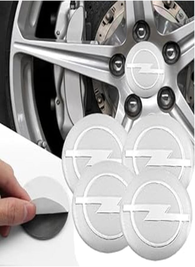 Generic KaberTrade 3D Car Wheel Hub Hub Cover Kit - 4 Piece 56mm Adhesive - Compatible with Opel Rim Silver - KaberTrade 