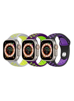 CATANES 3 Pack For Apple Watch 49mm 45mm 44mm 42mm Silicone Sport Band Nike Strap Compatible With iWatch Series Ultra/8/7/SE/6/5/4/3/2/1  - Image 2