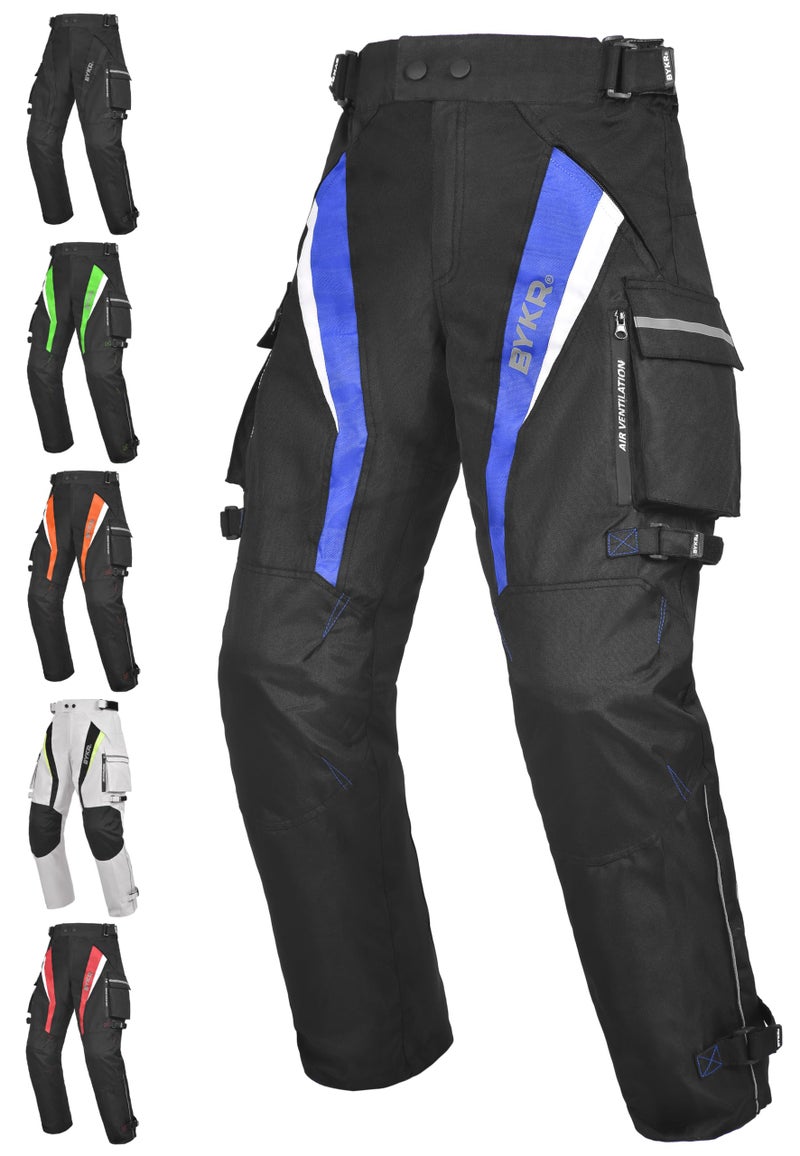 BYKR Motorcycle Pants for Men Women Armored Cordura Overpants Enduro ATV Dual Sports Motocross Cargo Touring Adventure Pant 32WX32L Black