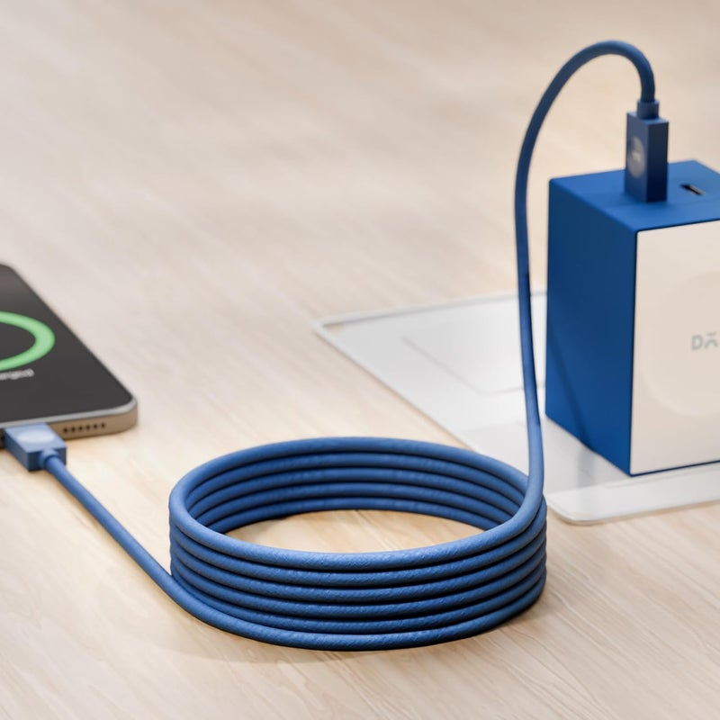 Daily Objects POP 100W Kevlar Core Magnetic Charging Cable | USB Type-C| Fast Charging, 480Mbps Data Transfer | Compatible with Android & iOS Smartphones, Earphones, Tablet/Ipads, Macbook - Blue - Image 3
