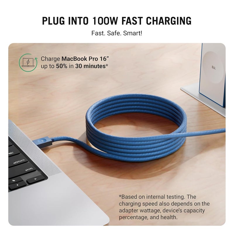 Daily Objects POP 100W Kevlar Core Magnetic Charging Cable | USB Type-C| Fast Charging, 480Mbps Data Transfer | Compatible with Android & iOS Smartphones, Earphones, Tablet/Ipads, Macbook - Blue - Image 2