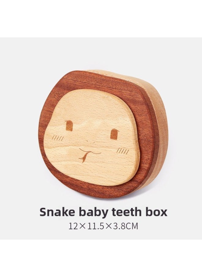 Baby's Beech Cartridge Box Storage Teeth Creative Modeling Commemorative Storage Box Wooden Ornaments Play Home Toys-Specifications:Wz-b Zodiac Tooth Box (snake) - Image 1