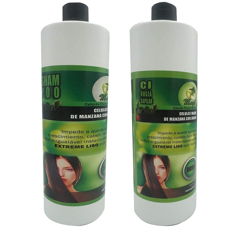 Cirugia Capilar De Celulas Madres De Manzana Con Argan 32 oz  Shampoo Alisado Perfecto Y natural 16oz