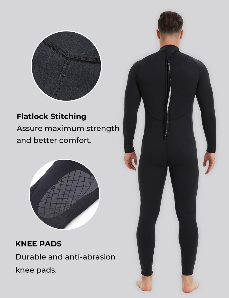 Lemorecn Mens Wetsuits Jumpsuit Neoprene 3/2mm Full Body Diving Suit (3031black-S) - Image 4
