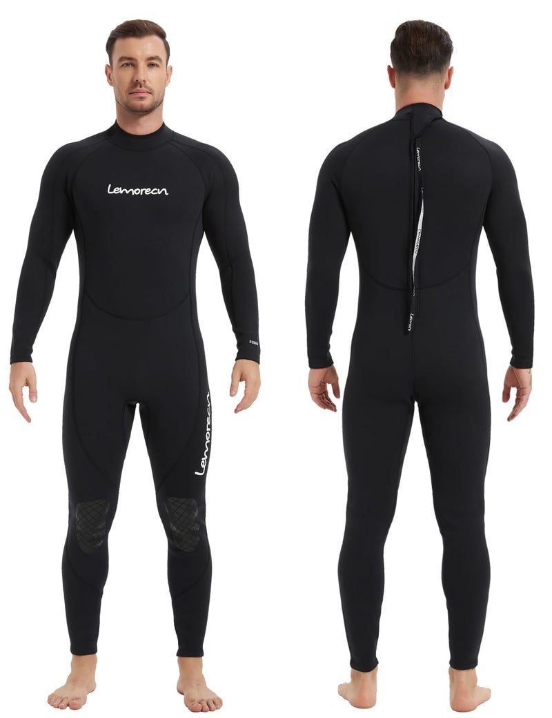 Lemorecn Mens Wetsuits Jumpsuit Neoprene 3/2mm Full Body Diving Suit (3031black-S) - Image 1