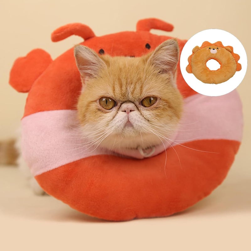 Pet Elizabethan Collar Cartoon Plush Surgical Recovery Cone for Dog Cats Wound Care with Adjusting Size Licking Elizabethan Collar - Image 2