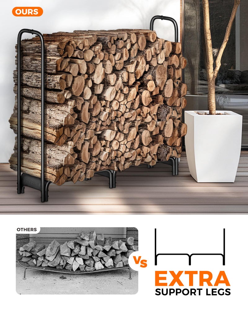 Mars Explo Firewood Rackï¼Œ4ft Heavy Duty Fire Wood Storage Racks for Indoor Outdoorï¼ŒMetal Log Holders for Firewoodï¼ŒFireplace Wood Pile Storage Stacker Organizer, Black - Image 2