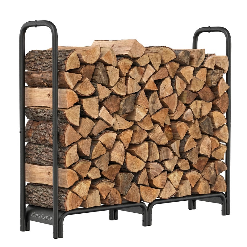 Mars Explo Firewood Rackï¼Œ4ft Heavy Duty Fire Wood Storage Racks for Indoor Outdoorï¼ŒMetal Log Holders for Firewoodï¼ŒFireplace Wood Pile Storage Stacker Organizer, Black - Image 1