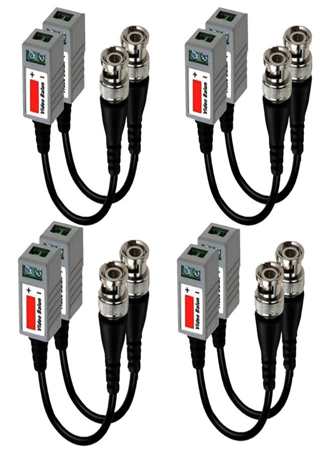 MESHIV Pack of 4 Video Balun AHD CVI TVI Coax to UTP Cat6 Connector HD 720P 1080P CCTV BNC (Grey) - Image 1