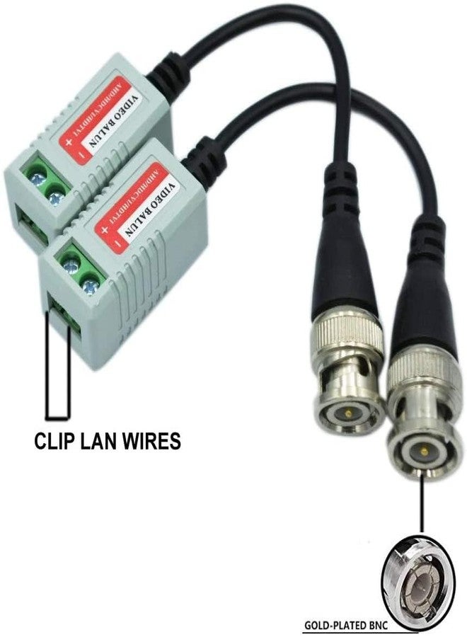 MESHIV Pack of 4 Video Balun AHD CVI TVI Coax to UTP Cat6 Connector HD 720P 1080P CCTV BNC (Grey) - Image 4