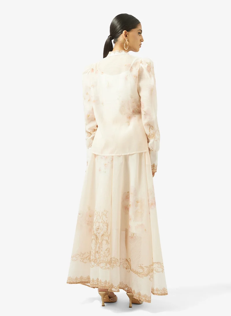 خزانة Monochrome Print Top & Skirt Set