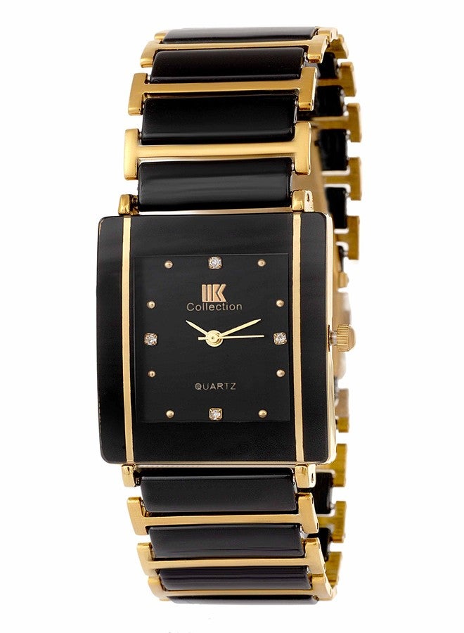 IIK COLLECTION Analogue Men & Women's Watch (Black Dial Black & Gold Colored Strap) - Image 2