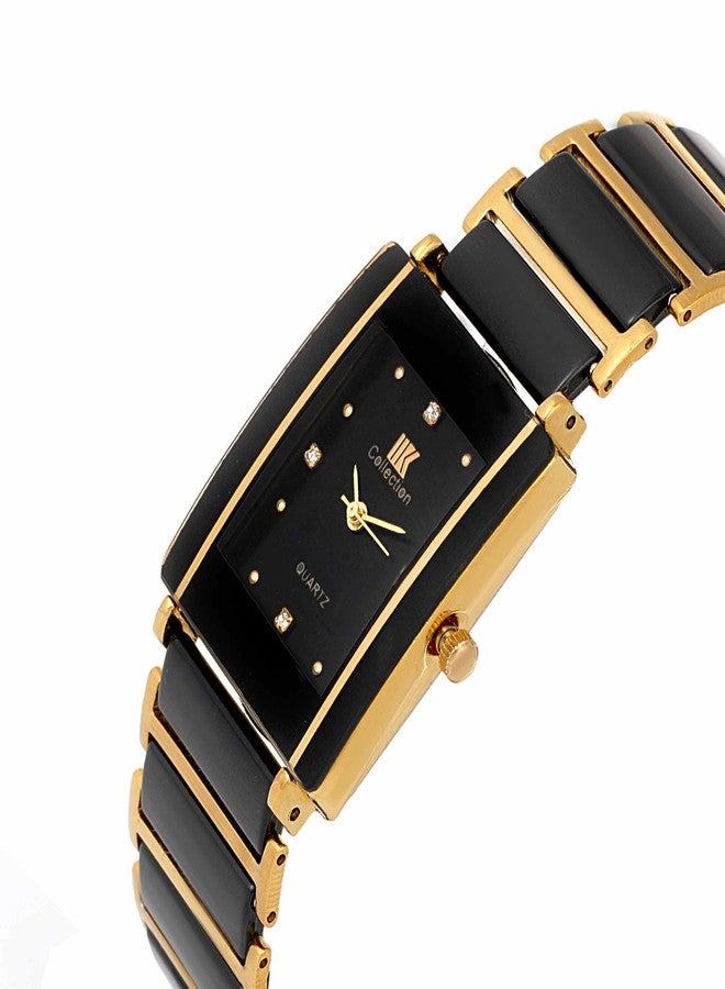 IIK COLLECTION Analogue Men & Women's Watch (Black Dial Black & Gold Colored Strap) - Image 3