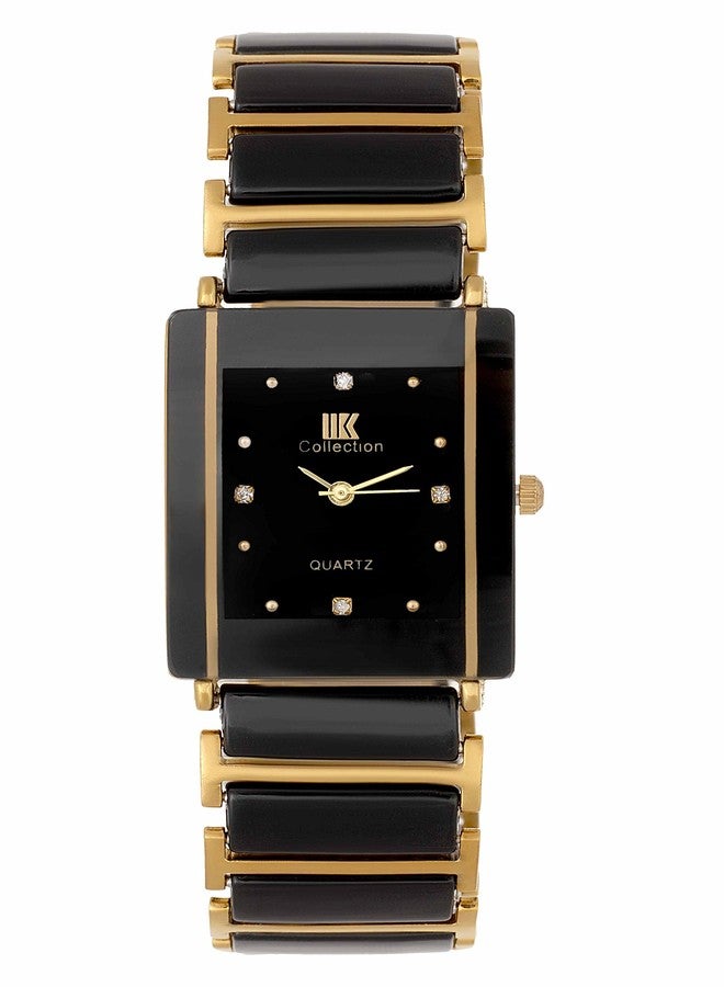 IIK COLLECTION Analogue Men & Women's Watch (Black Dial Black & Gold Colored Strap) - Image 1