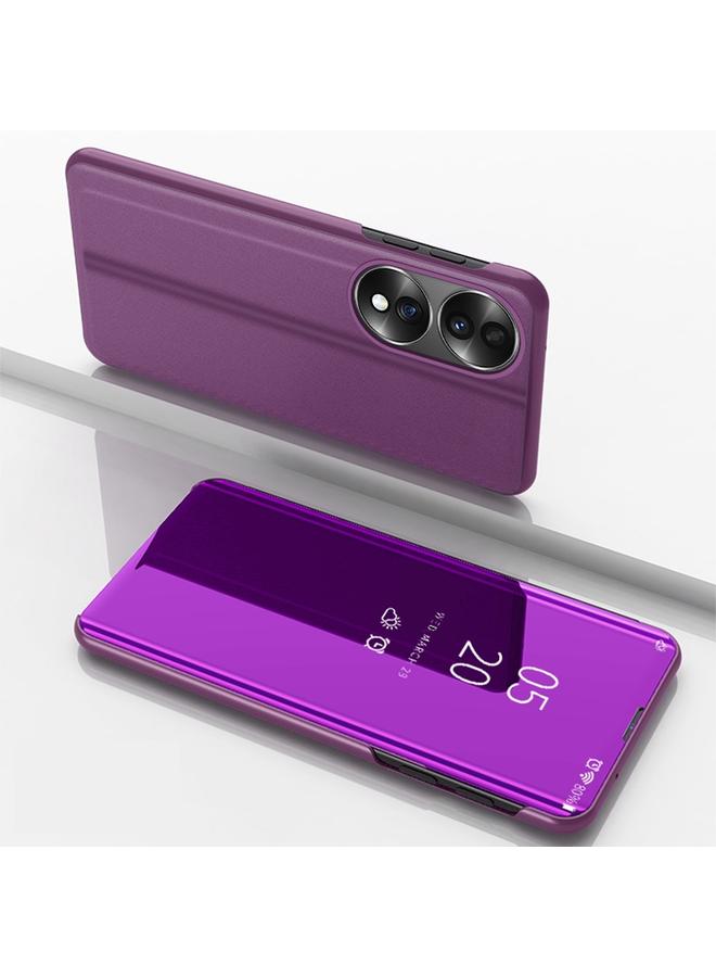 اس-توب جراب هاتف Honor X7b من الجلد المطلي بمرآة أفقية مع حامل - Image 1