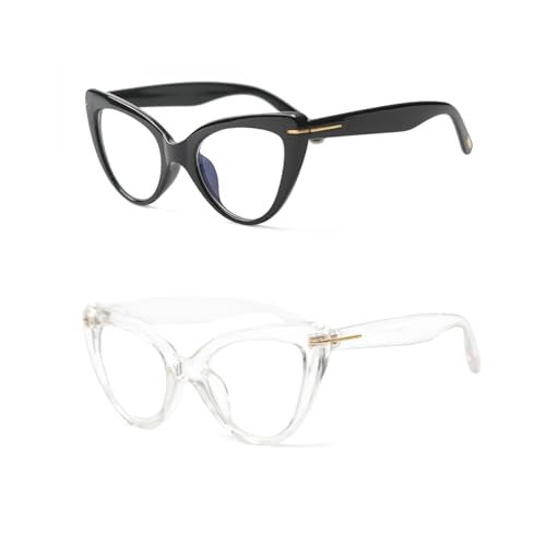 COVESATO Cat Eye Reading Glasses for Women,Fashion Oversized Ladies Readers(2 Mixed Color,1.00) - Image 1