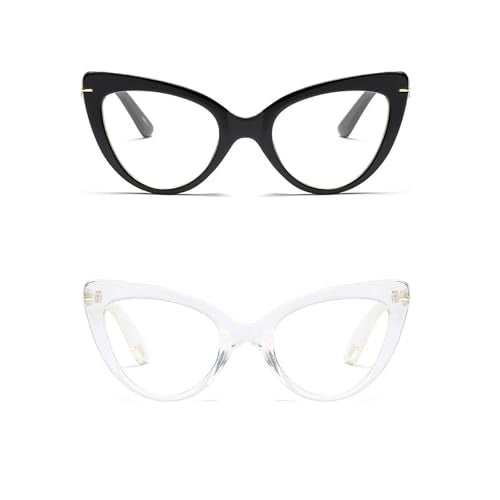COVESATO Cat Eye Reading Glasses for Women,Fashion Oversized Ladies Readers(2 Mixed Color,1.00) - Image 2