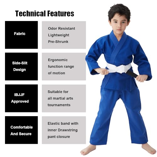 FIGHTSPIRIT Kids Brazilian Jiu Jitsu Gi Youth IBJJF Children’s BJJ Uniform Durable Pant & Jacket Belt Not Included - Image 3