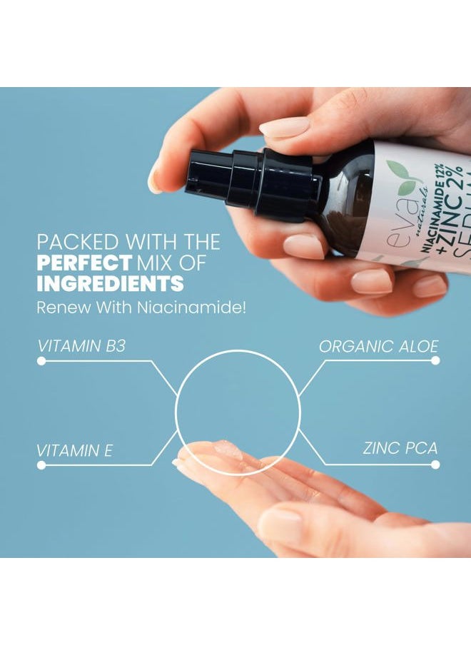 Eva Naturals Niacinamide Serum for Face - 12% Niacinamide & 2% Zinc Serum with Hyaluronic Acid - Pore Minimizer, Improve Dark Spots, Redness Relief (2 oz)  - Image 5