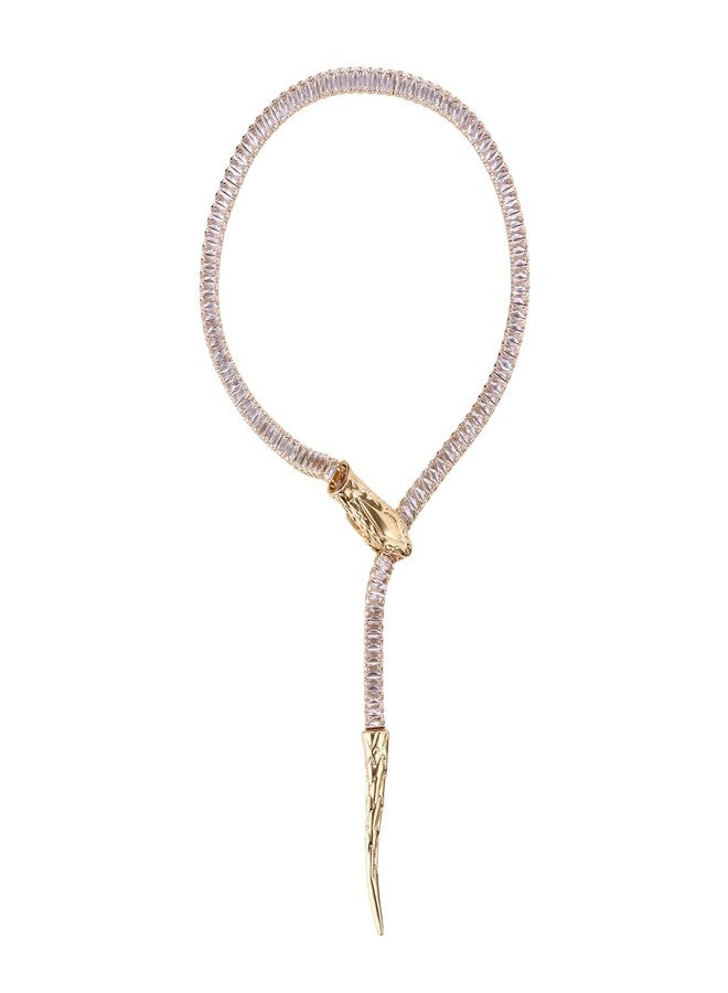 Cupimatch Adjustable Women's Jewelry Collection Elegant Bendable Snake Necklace and Bracelet Set with Sparkling Rhinestones Gold for Mothers Day - Image 1