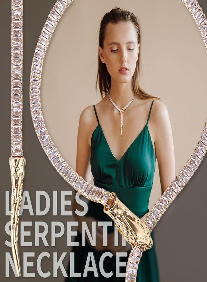 Cupimatch Adjustable Women's Jewelry Collection Elegant Bendable Snake Necklace and Bracelet Set with Sparkling Rhinestones Gold for Mothers Day - Image 4