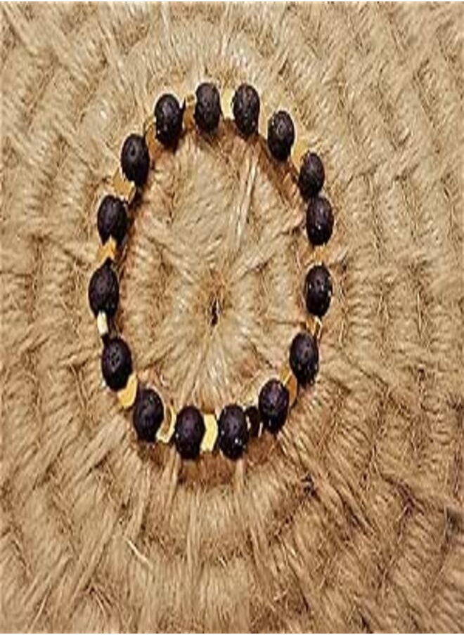 tag Unisex bracelet of black hollow beads with gold 2pcs 