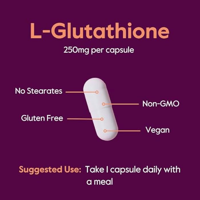 BESTVITE L-Glutathione 250mg (60 Vegetarian Capsules) - No Stearates - Vegan - Non GMO - Gluten Free - Image 5