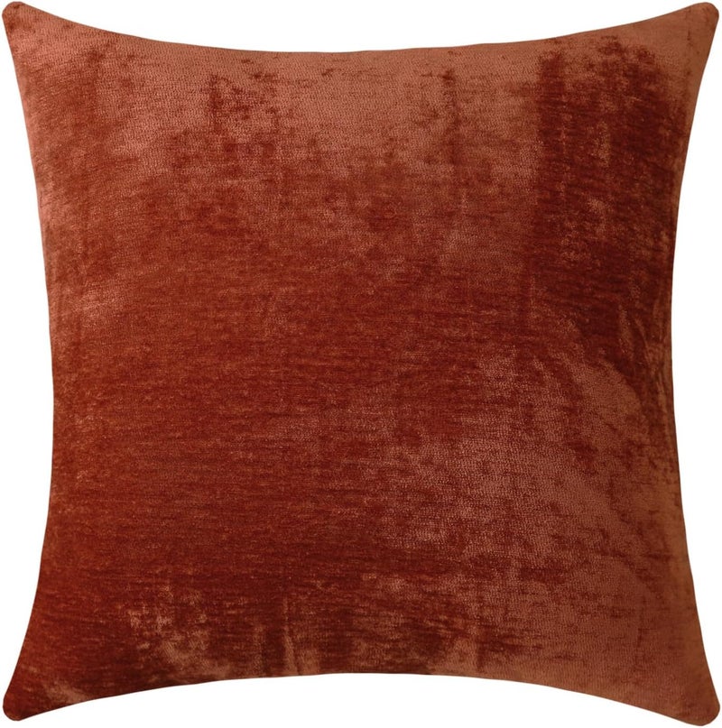 Jeneoo Terracotta Decorative Throw Pillow Covers Soft Chenille Comfy Solid Rust Couch Cushion Case Decor (Set of 1, 24 x 24 Inches) - Image 1
