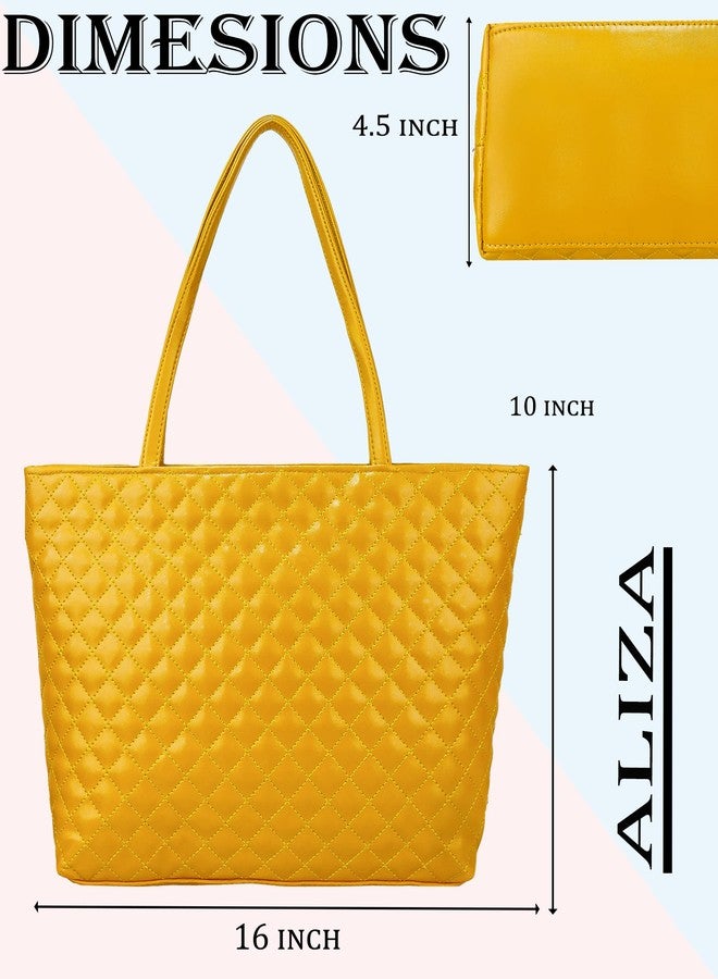 ALIZA GORGEOUS CLASSIC READY TO GO bag for Girls and Women QUALITY MATERIAL BARFI LOOK (YELLOW) - Image 4