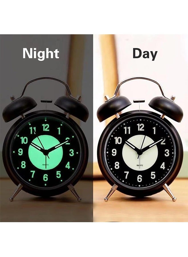 Bukela Super Loud Alarm Clock Silent Non-Ticking for Heavy Sleepers, Retro Twin Bell Alarm Clock with Backlight for Bedside for Home/School/Office Black - Image 1