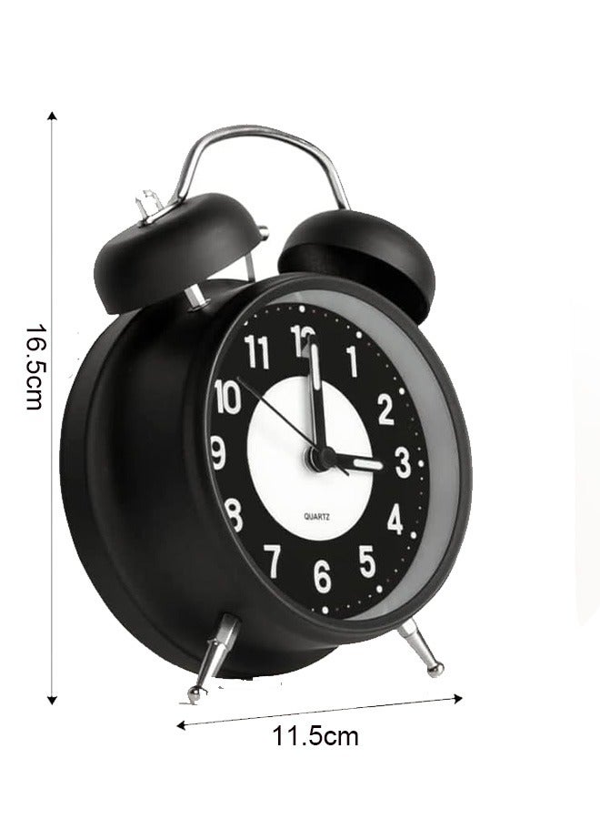 Bukela Super Loud Alarm Clock Silent Non-Ticking for Heavy Sleepers, Retro Twin Bell Alarm Clock with Backlight for Bedside for Home/School/Office Black - Image 2