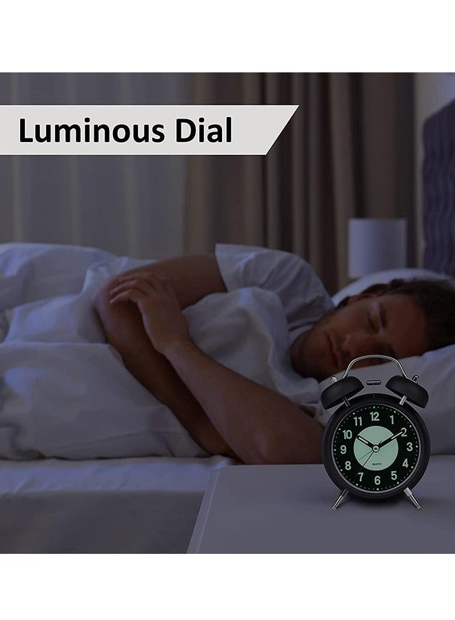 Bukela Super Loud Alarm Clock Silent Non-Ticking for Heavy Sleepers, Retro Twin Bell Alarm Clock with Backlight for Bedside for Home/School/Office Black - Image 4