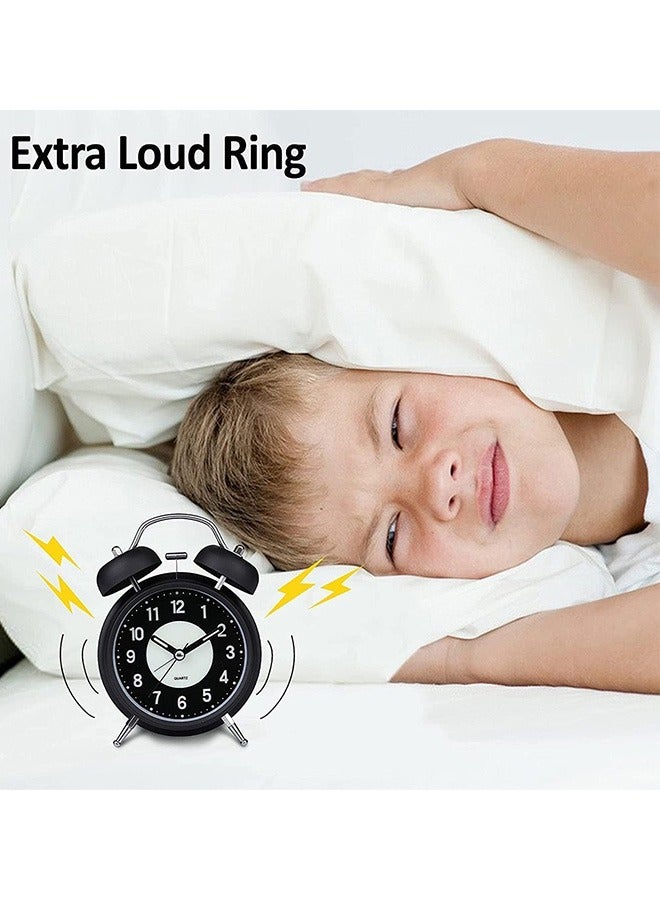 Bukela Super Loud Alarm Clock Silent Non-Ticking for Heavy Sleepers, Retro Twin Bell Alarm Clock with Backlight for Bedside for Home/School/Office Black - Image 5