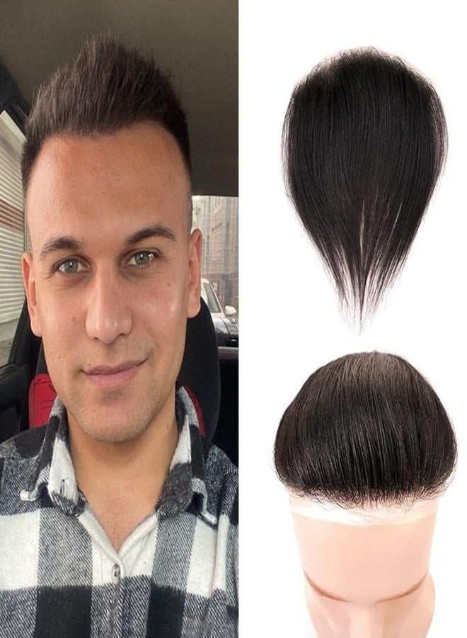 بلوشيا رقعة شعر أمامية للرجال من BLUSHIA لتغطية خط الشعر الأمامي، بديل للشعر المستعار (أسود طبيعي) - Image 1