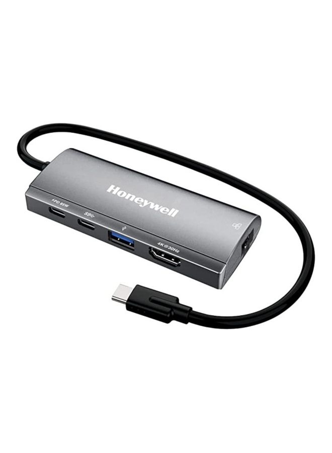 5-in-1 Type C Mini Docking Station, 4K HDMI Port, 1GBPS RJ45 Ethernet Port, USB 3.0 Port And Dual Type C Ports PD85W And 5GB Transfer Speed, Compatible With Laptop, PC, Dell, HP, Macbook Grey