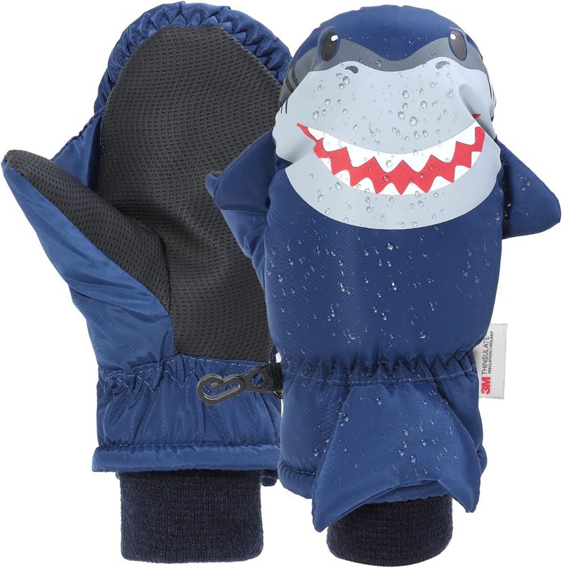 7-Mi Kids Mitten Winter, Snow Gloves for Skiing & Snowboarding Lined Warm Long Cuff with String for 4-6 Years Boys & Girls - Image 1