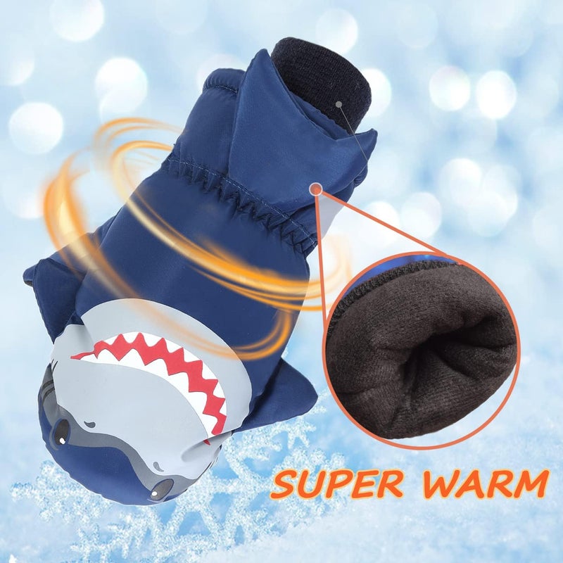 7-Mi Kids Mitten Winter, Snow Gloves for Skiing & Snowboarding Lined Warm Long Cuff with String for 4-6 Years Boys & Girls - Image 2