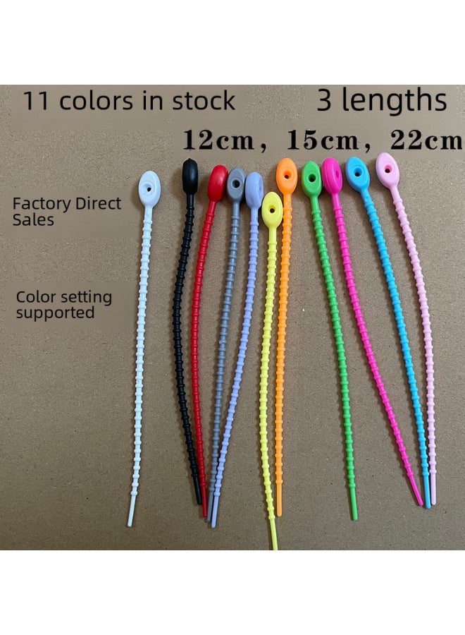 Loquat Simple Tadpole Silicone Cable Tie With Loose Buckle Wire Bundle DIY Handmade Doll Luggage Accessories Lanyard-Color:Green 150mm - Image 2