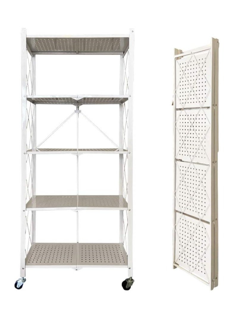 BLOOMING TIME 5 Tier Foldable Standing Storage Rack Shelf Unit With ...