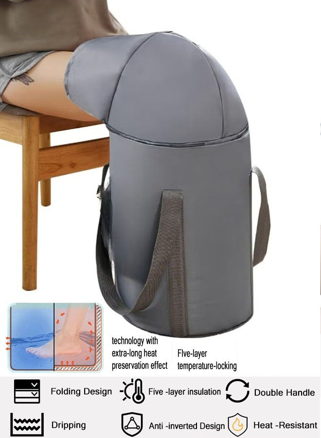 Foot Bath Basin For Soaking Feet - Portable Foot Soak Tub, Collapsible Folding Pedicure Barrel, Pedicure Foot Spa Bucket For Outdoor Washing Camping Travel (gray) - Image 1